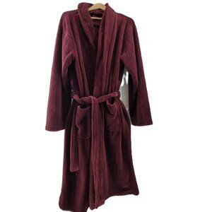 Joe Boxer Plush Bath Robe One Size Fits Most Burgundy Wine Color